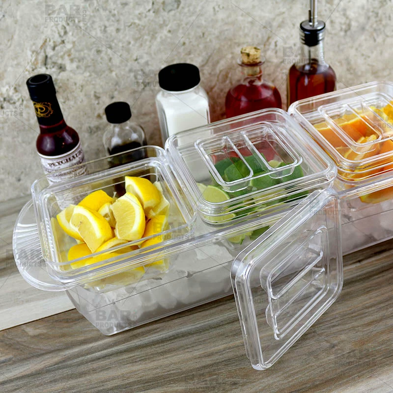 Plastic Condiment And Garnish Caddy - 3 Inserts W/ Lids 5 Plastic Condiment And Garnish Caddy - 3 Inserts W/ Lids - Image 3