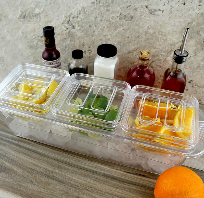 Plastic Condiment And Garnish Caddy - 3 Inserts W/ Lids 6 Plastic Condiment And Garnish Caddy - 3 Inserts W/ Lids - Image 4