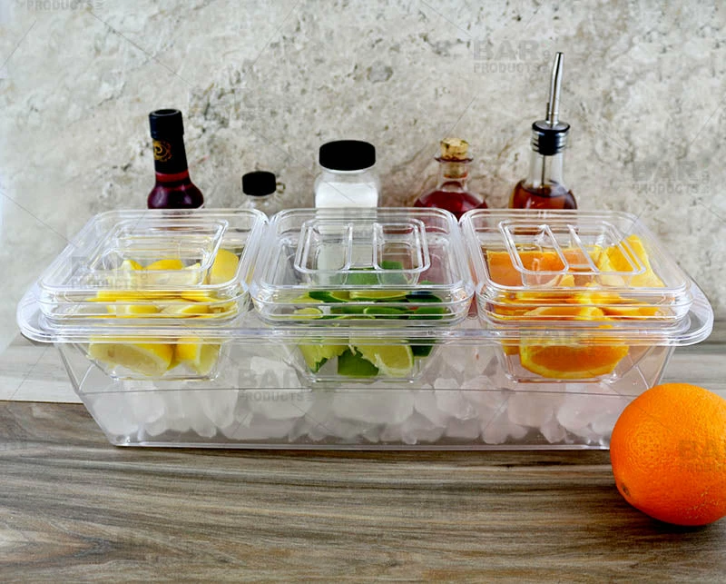 Plastic Condiment And Garnish Caddy - 3 Inserts W/ Lids 4 Plastic Condiment And Garnish Caddy - 3 Inserts W/ Lids - Image 2