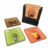 Wooden Coasters - Cocktails Design - Set Of 4 W/ Coaster Caddy