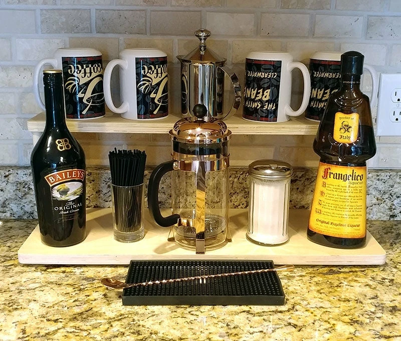 Counter Caddies™ - NATURAL - 24" STRAIGHT Shelf - Barista Theme 4 Counter Caddies™ - NATURAL - 24" STRAIGHT Shelf - Barista Theme - Image 2