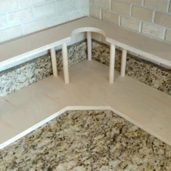 Counter Caddies™ - NATURAL - CORNER Shelf W/ Trash Can Inset