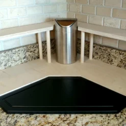 Counter Caddies™ - NATURAL - CORNER Shelf W/ Trash Can Inset -Endurance Sales coffee corner natural trsh web3 scaled