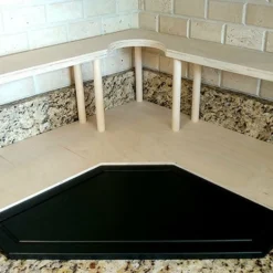 Counter Caddies™ - NATURAL - CORNER Shelf W/ Trash Can Inset -Endurance Sales coffee corner natural trsh web4