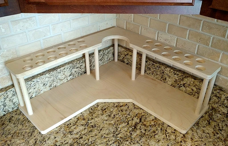 Counter Caddies™ - NATURAL - CORNER Shelf W/ K-CUP Holes & Trash Can Inset 5 Counter Caddies™ - NATURAL - CORNER Shelf W/ K-CUP Holes & Trash Can Inset - Image 3