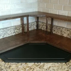 Counter Caddies™ - Walnut-Stained Corner Shelf - Barista Style - Available In Black And Natural Wood -Endurance Sales coffee stained corner pln web1