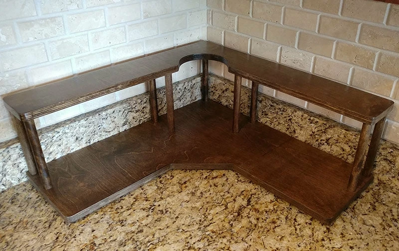 Counter Caddies™ - Walnut-Stained Corner Shelf - Barista Style W/ Trash Can Inset - Available In Black 13 Counter Caddies™ - Walnut-Stained Corner Shelf - Barista Style W/ Trash Can Inset - Available In Black - Image 11