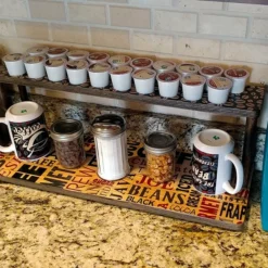 Counter Caddies™ - "BARISTA" Themed Artwork - Straight Shelf - W/ K-Cup Holes - 24" Length -Endurance Sales coffee straight 24 hole web1