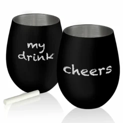 Stemless Stainless Steel Wine Glass - Matte Black - 17 Oz. -Endurance Sales colton stmls blk