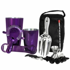 Custom Complete Bartenders Tote Bag With V-Rod® Bottle Opener -Endurance Sales complete bar set candy purple v rod set 500