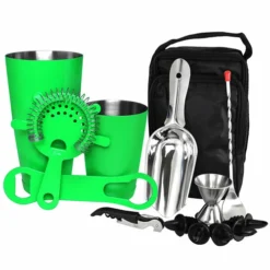 Custom Complete Bartenders Tote Bag With V-Rod® Bottle Opener -Endurance Sales complete bar set neon green v rod set 500
