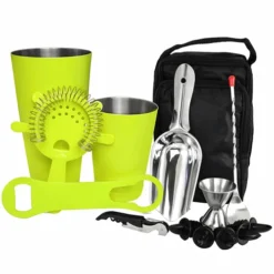 Custom Complete Bartenders Tote Bag With V-Rod® Bottle Opener -Endurance Sales complete bar set neon yellow v rod set 500