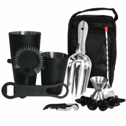 Custom Complete Bartenders Tote Bag With V-Rod® Bottle Opener -Endurance Sales complete bar tote black grip v rod set 1
