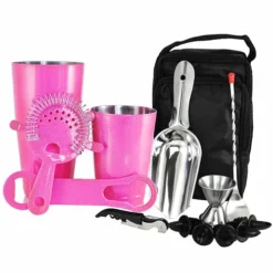 Custom Complete Bartenders Tote Bag With V-Rod® Bottle Opener -Endurance Sales complete bar tote pink glitter v rod bar set 500