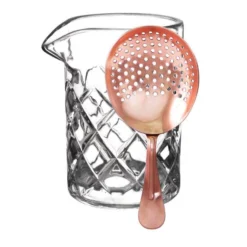 BarConic® Diamond Pattern Mixing Glass With Copper Plated Julep Strainer