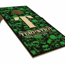 CUSTOMIZABLE Cornhole Game Boards - SKULLS - Color Options - 22" X 44" -Endurance Sales cornhole web skulls grn main