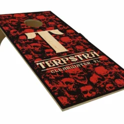 CUSTOMIZABLE Cornhole Game Boards - SKULLS - Color Options - 22" X 44" -Endurance Sales cornhole web skulls red main