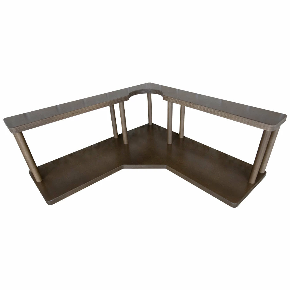 Counter Caddies™ - Walnut-Stained Corner Shelf - Barista Style W/ Trash Can Inset - Available In Black 3 Counter Caddies™ - Walnut-Stained Corner Shelf - Barista Style W/ Trash Can Inset - Available In Black