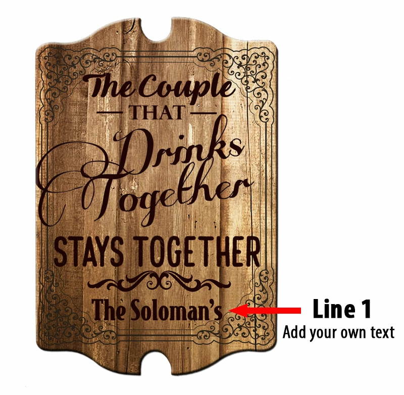 Custom Tavern Shaped Wood Bar Sign - Couple That Drinks Together 4 Custom Tavern Shaped Wood Bar Sign - Couple That Drinks Together - Image 2