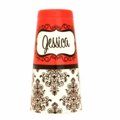 ADD YOUR NAME - Cocktail Shaker Tin - 28 Oz Weighted - Damask -Endurance Sales custom damask cocktail shaker coral name