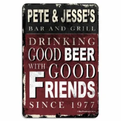 CUSTOMIZABLE Vintage Metal Bar Sign - 12" X 18" - Bar And Grill