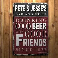 CUSTOMIZABLE Vintage Metal Bar Sign - 12" X 18" - Bar And Grill -Endurance Sales custom metal bar sign vintage bar1