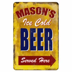 CUSTOMIZABLE Vintage Metal Bar Sign - 12" X 18" - Ice Cold Beer
