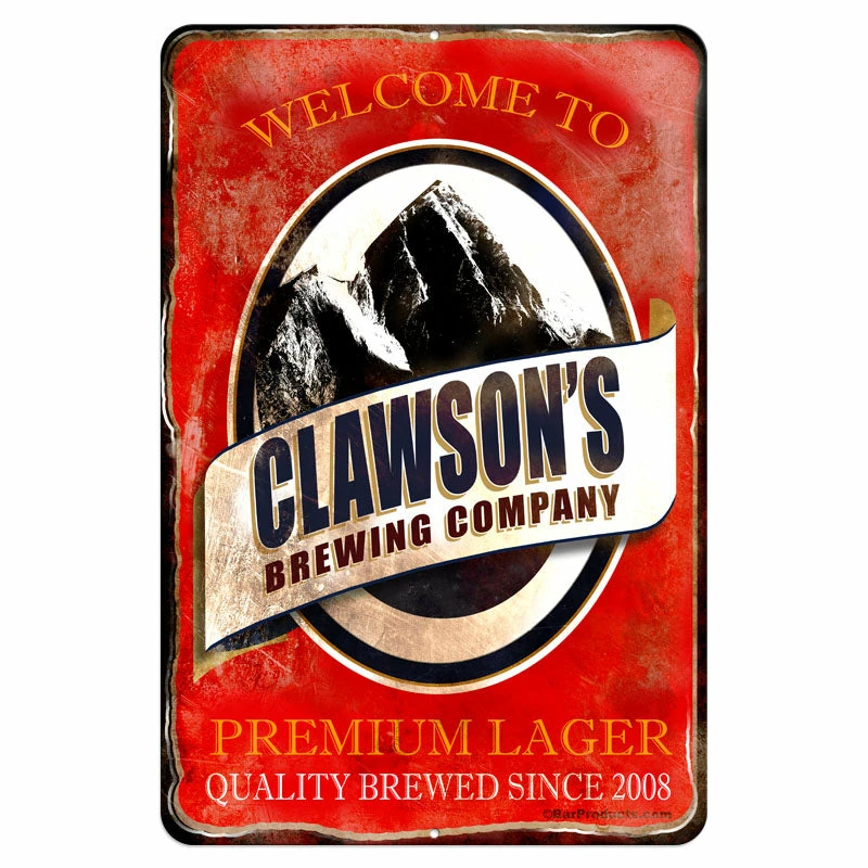 CUSTOMIZABLE Vintage Metal Bar Sign - 12" X 18" - Brewing Company (Red) 3 CUSTOMIZABLE Vintage Metal Bar Sign - 12" X 18" - Brewing Company (Red)