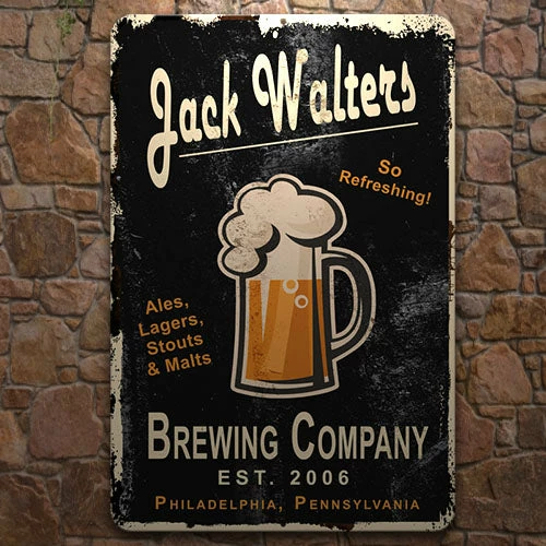 CUSTOMIZABLE Vintage Metal Bar Sign - 12" X 18" - Brewing Company (Black) 5 CUSTOMIZABLE Vintage Metal Bar Sign - 12" X 18" - Brewing Company (Black) - Image 3