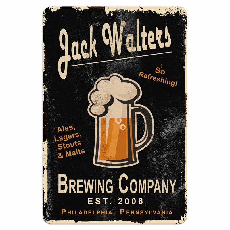 CUSTOMIZABLE Vintage Metal Bar Sign - 12" X 18" - Brewing Company (Black) 3 CUSTOMIZABLE Vintage Metal Bar Sign - 12" X 18" - Brewing Company (Black)