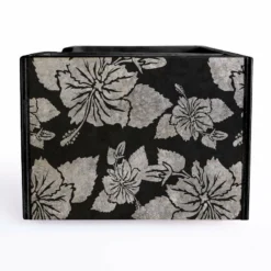 Wooden Bar Caddy - Rustic Hibiscus - Black -Endurance Sales custom wood caddy HIB BLK WEB SIDE