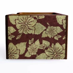 Wooden Bar Caddy - Rustic Hibiscus - Maroon -Endurance Sales custom wood caddy HIB ERTH MAR SIDE