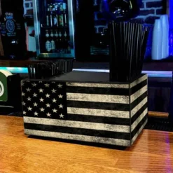 Wooden Bar Caddy - Black American Flag -Endurance Sales custom wood caddy black american flag web scene 398x398 fa85ac33 9353 4545 9a73 810297336f8b
