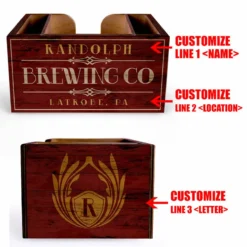 Customizable Wooden Bar Caddy - Brewing Company -Endurance Sales custom wood caddy brewing web 5