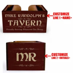 Customizable Wooden Bar Caddy - Tavern -Endurance Sales custom wood caddy tavern web 5