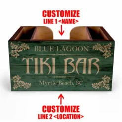 Customizable Wooden Bar Caddy - Tiki Bar -Endurance Sales custom wood caddy tiki web 5 1