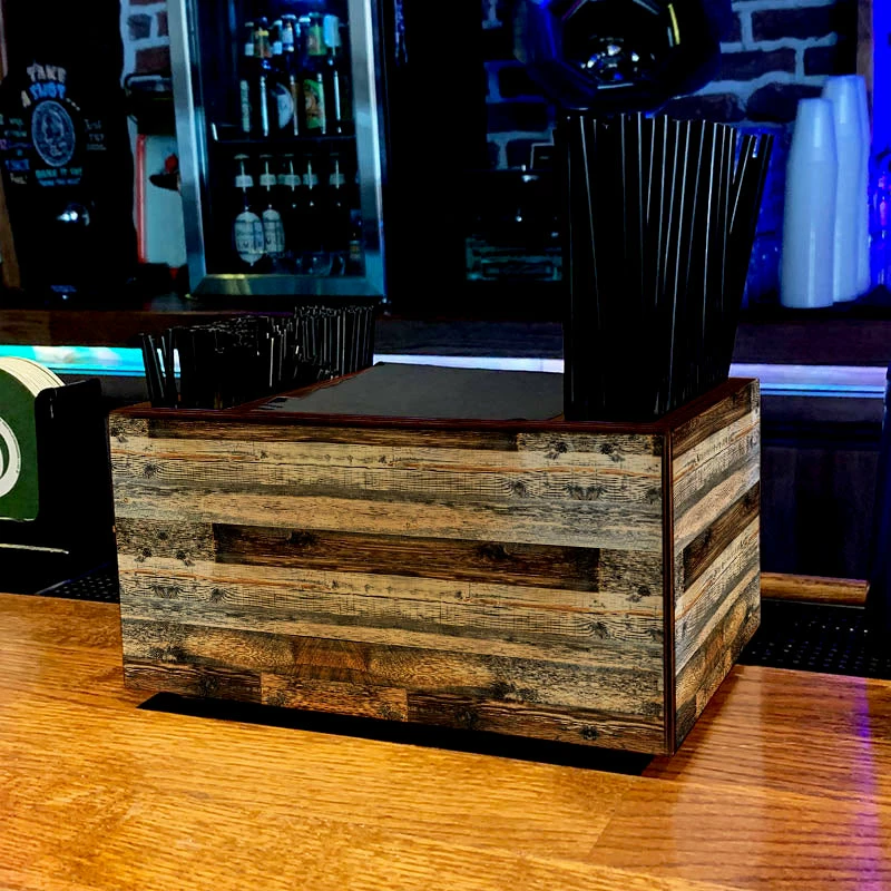 Wooden Bar Caddy - Rustic Wood Planks 4 Wooden Bar Caddy - Rustic Wood Planks - Image 2