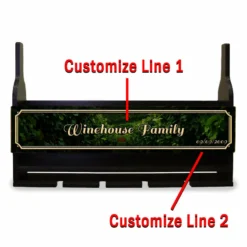 CUSTOMIZABLE Wall Mounted Wine Bottle & Glass Hanging Shelf W/ Painted Vineyard Plaque -Endurance Sales customizable mounted wine glass hanging shelf front grapes customize 2 lines