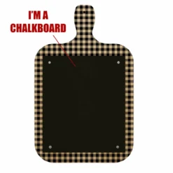 Wood Plaque Menu - Cutting Board Shaped Chalkboard - Buffalo Plaid -Endurance Sales cutting board shaped chalkboard sign PLAID WEB 2