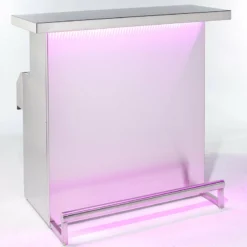 Stainless Steel Portable Bar With 3D Holographic Lighting And Integrated Ice Bin -Endurance Sales delux portable bar pink light bright