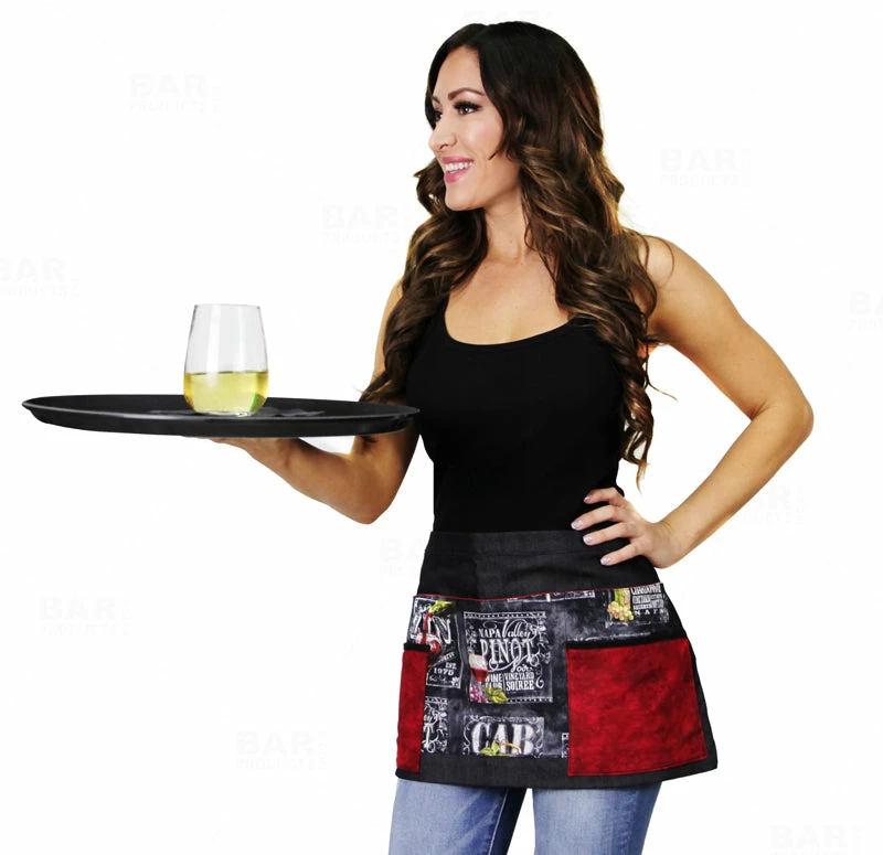 Designer Apron - Wine Patchwork Pattern - 5 Compartment 10 Designer Apron - Wine Patchwork Pattern - 5 Compartment - Image 8