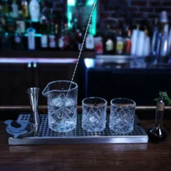 BarConic® Diamond Bar Kit W/13oz Mixing Glass Set -Endurance Sales diamond pattern mixing glass bar set 12oz 4