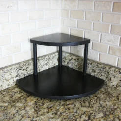 Counter Caddies™ - 9" Tall Stained Corner Shelf - Available In Black And Natural -Endurance Sales edited black tall caddy empty