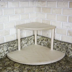 Counter Caddies™ - 9" Tall Stained Corner Shelf - Available In Black And Natural -Endurance Sales edited natural tall caddy empty