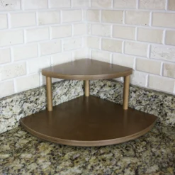 Counter Caddies™ - 7" Tall Stained Corner Shelf - Available In Black And Natural -Endurance Sales edited stained small caddy empty