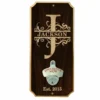 Fancy Monogram - Wall Mounted Wood Plaque Bottle Opener -Endurance Sales fancy monogram name wood wall bottle opener