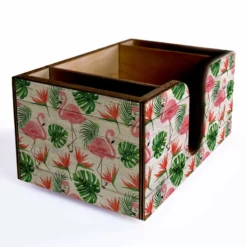 Wooden Bar Caddy - Flamingo -Endurance Sales flamingo napkin caddy web angle