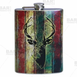 Stainless Steel Hip Flask - Buck Design - Several Size Options -Endurance Sales flasks printed size 12oz bp buck