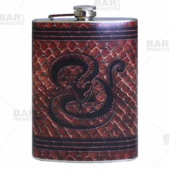 Stainless Steel Hip Flask - Leather Snake Design - Several Size Options -Endurance Sales flasks printed size 12oz bp snake