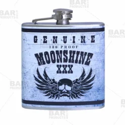 Stainless Steel Hip Flask - Moonshine Design - Several Size Options 10 Stainless Steel Hip Flask - Moonshine Design - Several Size Options -Endurance Sales flasks printed size bp 6oz moon 500